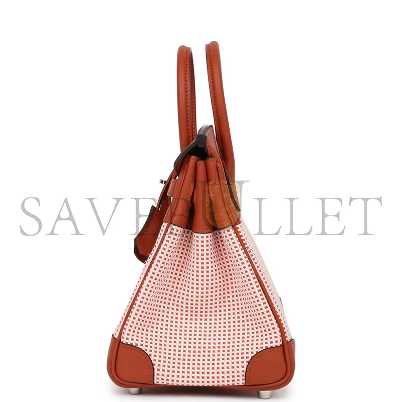 HERMES MASTER BIRKIN 25 SWIFT AND CANVAS BRIQUE PALLADIUM HARDWARE (25*18*13cm)